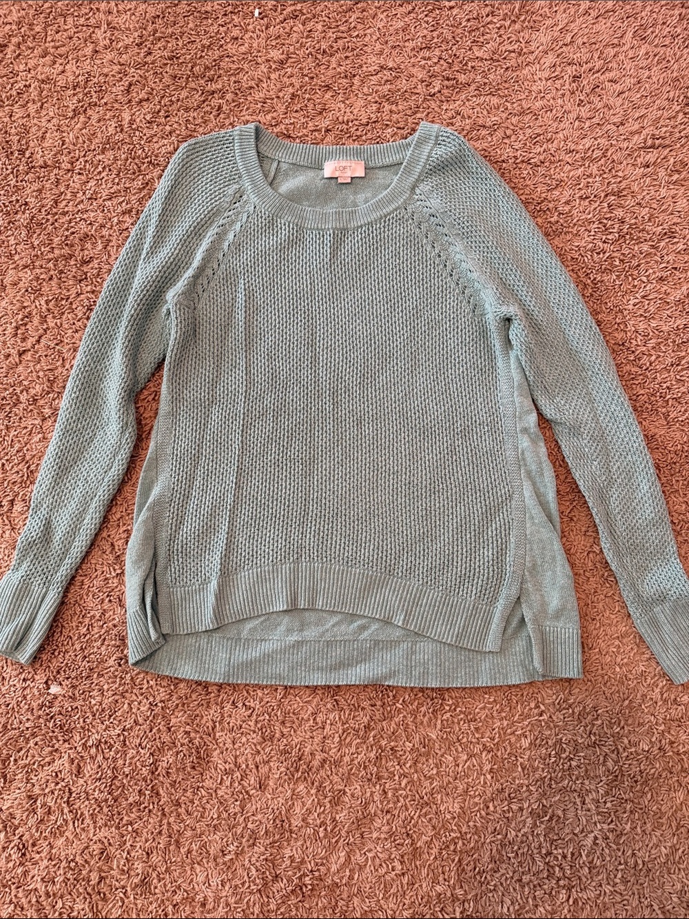 LOFT Light Sage Green Crewneck Knit Sweater